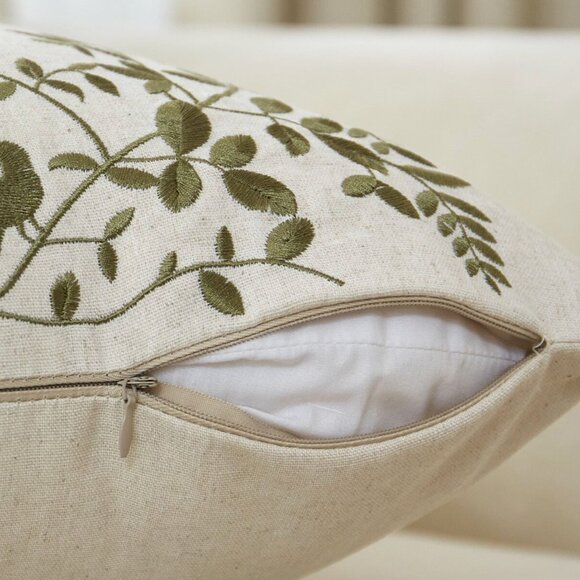 NWT 💕 Decor Tree Leaves Embroidery Cover for pillow Decor (One) 💕 - Picture 2 of 5